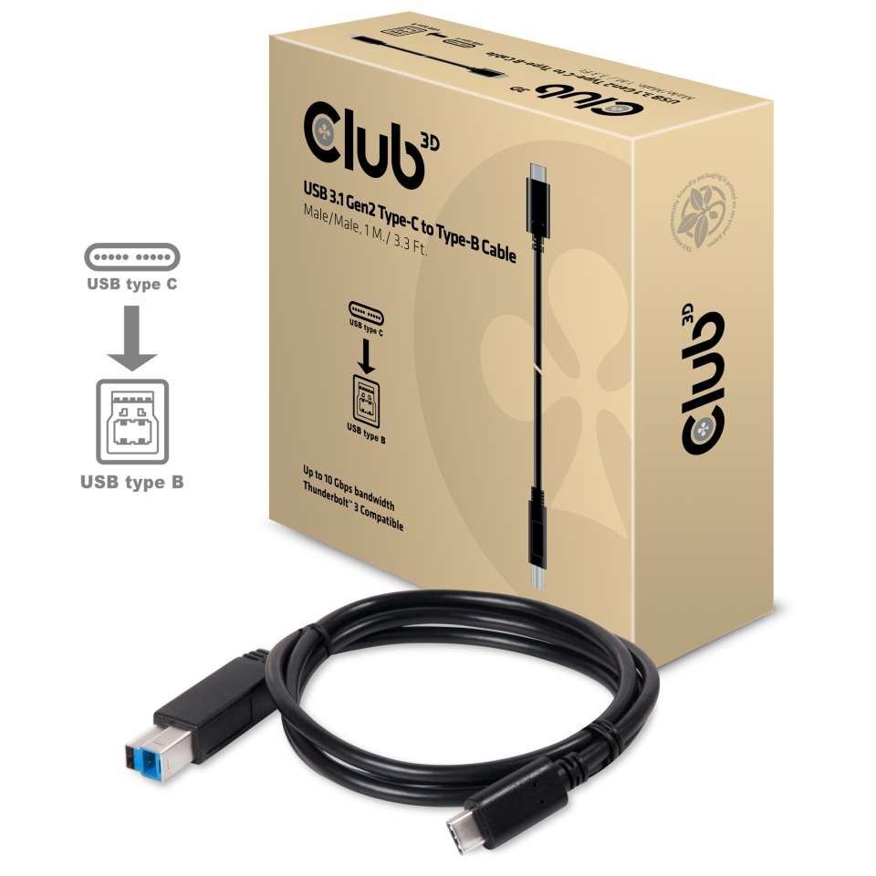 Club 3D CAC-1524, USB-C/USB-B, 1 m hind ja info | Kaablid ja juhtmed | kaup24.ee