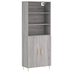 vidaXL kõrge kapp, hall Sonoma tamm, 69,5 x 34 x 180 cm, tehispuit цена и информация | Комоды | kaup24.ee