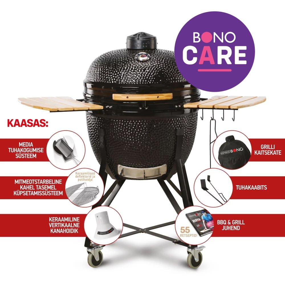Keraamiline grill Kamado Bono Limited, 64cm, must hind ja info | Grillid | kaup24.ee
