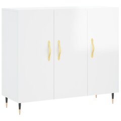 vidaXL puhvetkapp, kõrgläikega valge, 90 x 34 x 80 cm, tehispuit hind ja info | Elutoa väikesed kapid | kaup24.ee