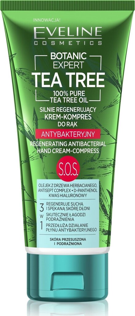 Kreem-kompress kätele, EVELINE Botanic Expert TEA TREE, 100 ml цена и информация | Kehakreemid, losjoonid | kaup24.ee