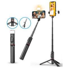 LED-valgusti ja bluetooth-puldiga statiivi-selfipulk, Livman, Q12s (selfie stick) hind ja info | Selfie sticks | kaup24.ee