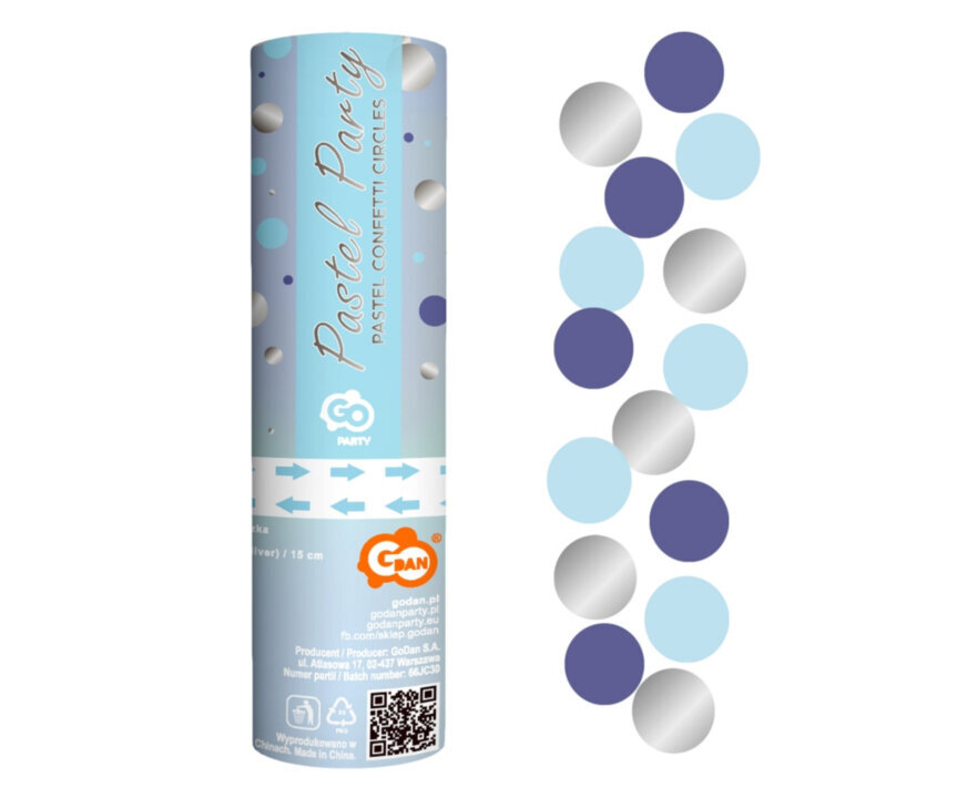 Paberikahur Pastel Party, blue- dark blue- silver circles 15 cm цена и информация | Peokaunistused | kaup24.ee