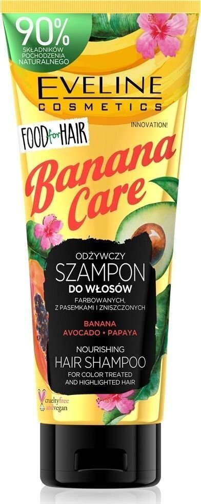 Šampoon - banaan, Eveline Food for Hair, 250 ml цена и информация | Šampoonid | kaup24.ee