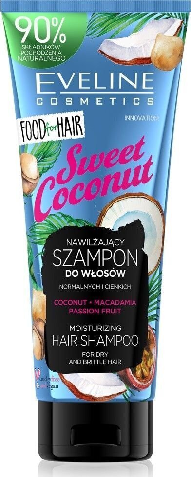 Šampoon - kookos, Eveline Food for Hair, 250 ml цена и информация | Šampoonid | kaup24.ee