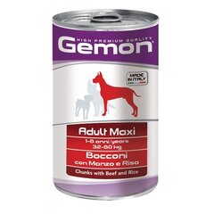 Gemon Dog chunkies Adult Maxi with beef & rice koera konserv, 1.250 kg hind ja info | Konservid koertele | kaup24.ee