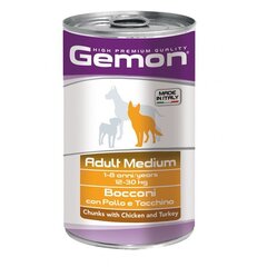 Gemon Dog chunkies Adult Medium with chicken & turkey koera konserv, 1,250 kg hind ja info | Konservid koertele | kaup24.ee