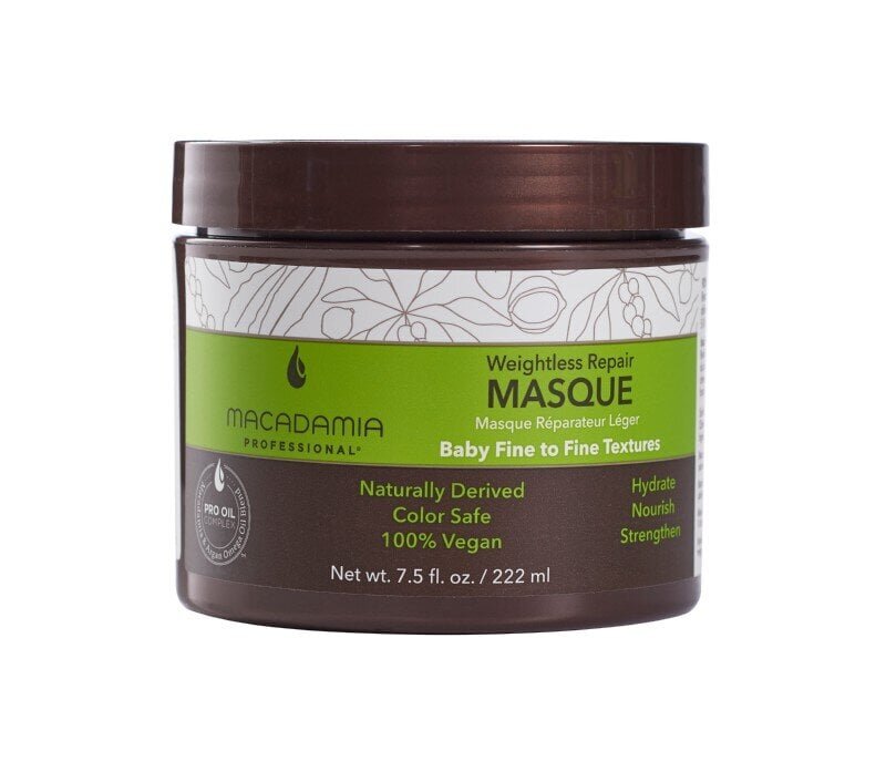 Niisutav juuksemask õhukestele juustele Macadamia Professional Weightless Moisture 222 ml hind ja info | Maskid, õlid, seerumid | kaup24.ee