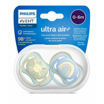 Пустышки Philips Avent Ultra Air, 0-6 месяцев, 2 шт. цена и информация | Пустышки | kaup24.ee