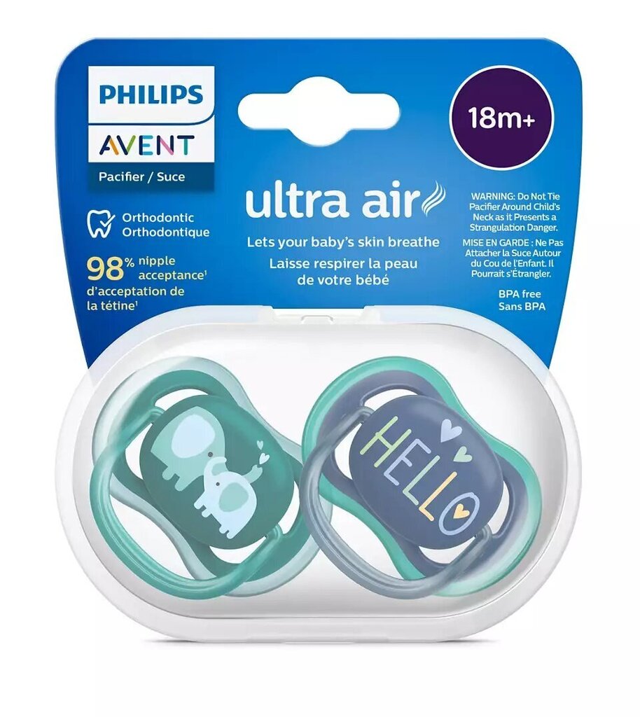 Пустышка Philips Avent Ultra Air Deco, 18 месяцев+, 2 штуки цена | kaup24.ee