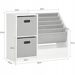 Raamaturiiul SoBuy 80 x 30 x 61 cm, valge hind ja info | Lastetoa kummutid | kaup24.ee