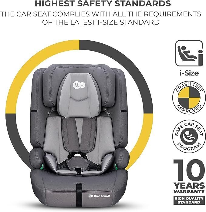 BRAND NEW - Kinderkraft JuniorFix 2 i-Size Car Seat - Rocket Grey - Group  2-3