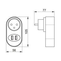 Pistikupesa 2 x USB-ga, Schuko, valge цена и информация | Выключатели, розетки | kaup24.ee