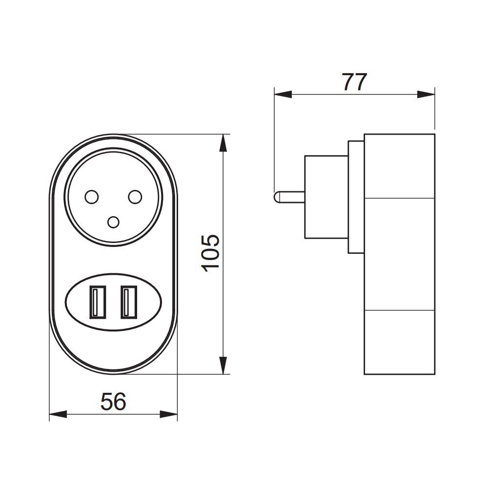 Pistikupesa 2 x USB-ga, Schuko, valge цена и информация | Lülitid ja pistikupesad | kaup24.ee