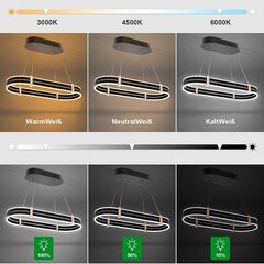 LED rippvalgusti Qazplm, reguleeritav kõrgus/heledus, kaugjuhtimispult, must цена и информация | Люстры | kaup24.ee