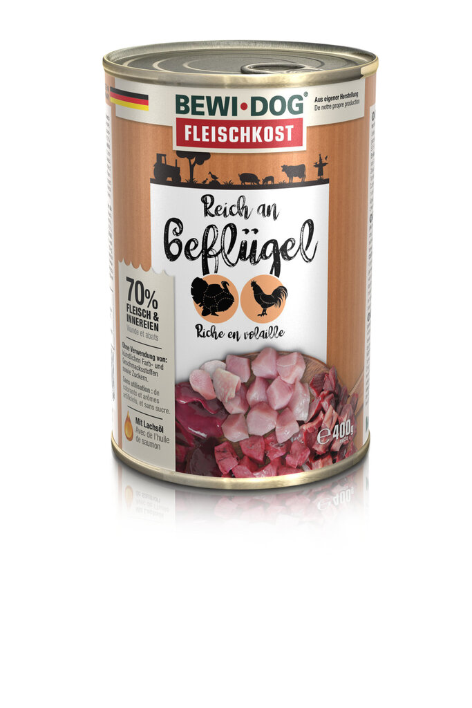 Bewi Dog rich in Poultry konservid koertele linnuliha 400 g × 6 tk цена и информация | Konservid koertele | kaup24.ee