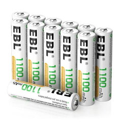 Laetavad patareid, EBL, AAA, Ni-MH, 1100 mAh, 12 tk hind ja info | Patareid | kaup24.ee