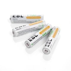 Laetavad patareid, EBL, AAA, Ni-MH, 1100 mAh, 4 tk hind ja info | Patareid | kaup24.ee