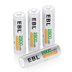 Laetavad patareid, EBL, AA, Ni-MH, 2800 mAh, 4 tk цена и информация | Батерейки | kaup24.ee