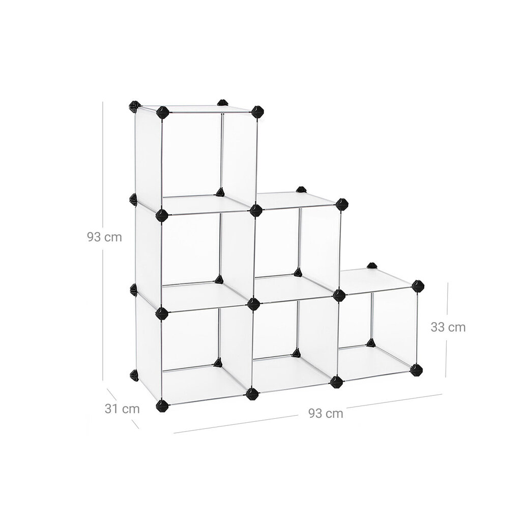 Hoiukastid Cube Box 6tk Songmics valge hind ja info | Hoiukastid ja -korvid | kaup24.ee