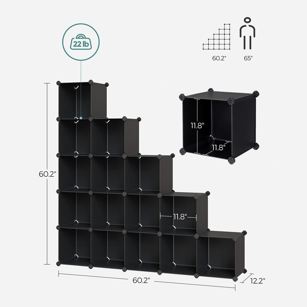 Moodulriiul Cube Box Songmics must цена и информация | Lastetoa riiulid | kaup24.ee
