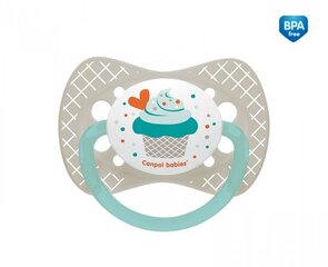 Silikoonist sümmeetriline lutt Canpol Cupcake, 0-6 kuud, hall, 23/282 цена и информация | Пустышки | kaup24.ee