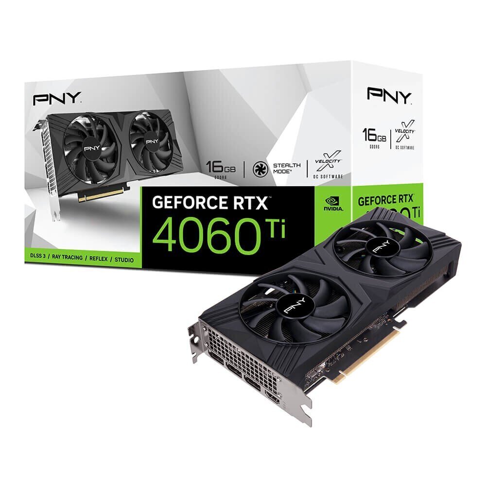 PNY GeForce RTX 4060 Ti OC Verto Dual Fan (VCG4060T16DFXPB1-E) цена и информация | Videokaardid (GPU) | kaup24.ee