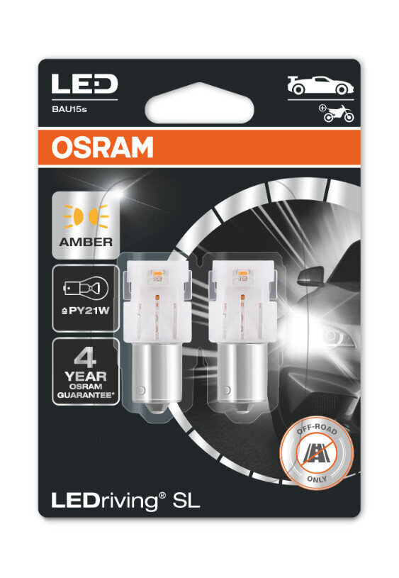 Osrami ledlambid 12V LED PY21W Amber 1,3W BAU15S, 2 tk цена и информация | Autopirnid | kaup24.ee