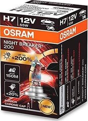 Osram halogeenlamp H7 Night Breaker 200, 12V, 55W, +200% 1tk цена и информация | Автомобильные лампочки | kaup24.ee