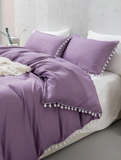 Pom Pom Decor voodipesukomplekt (220x230 cm), 3 osa, violetne hind ja info | Voodipesukomplektid | kaup24.ee