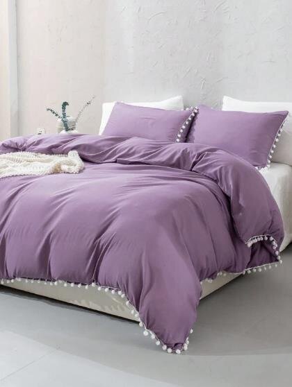 Pom Pom Decor voodipesukomplekt (220x230 cm), 3 osa, violetne hind ja info | Voodipesukomplektid | kaup24.ee