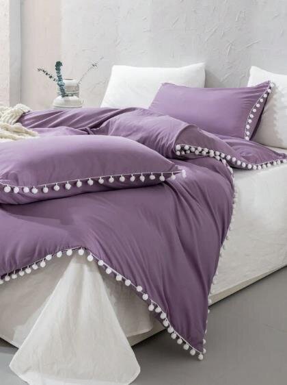 Pom Pom Decor voodipesukomplekt (264x229 cm), 3 osa, violetne hind ja info | Voodipesu | kaup24.ee