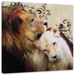Seinapilt Paar armunud lõvi цена и информация | Картины, живопись | kaup24.ee