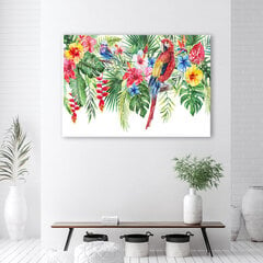 Seinapildid, Lehed troopiline papagoi lilled цена и информация | Картины, живопись | kaup24.ee