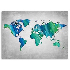 Seinapilt Sinine ja roheline maailmakaart цена и информация | Картины, живопись | kaup24.ee