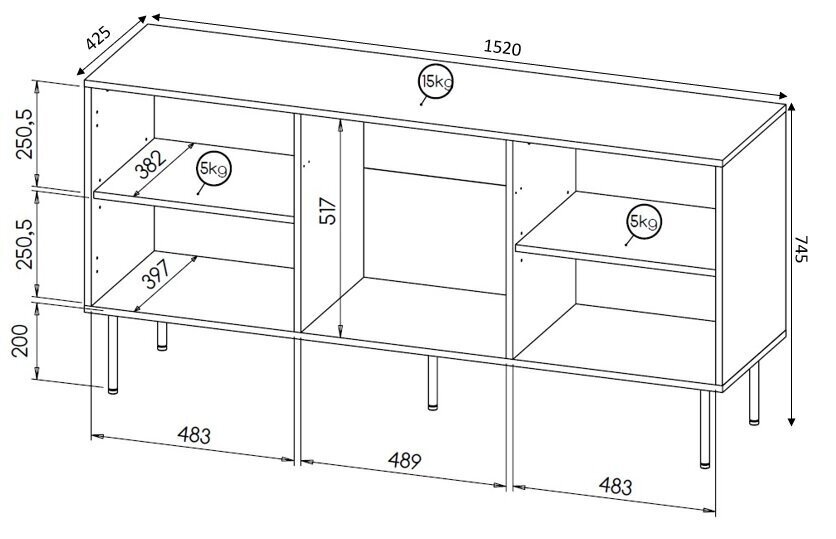 Kummut Bim Hole, must hind ja info | Kummutid | kaup24.ee