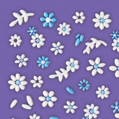 Kleepuvad küünekleebised – sinised ja valged lehtedega lilled hind ja info | Maniküüri ja pediküüri tarvikud | kaup24.ee