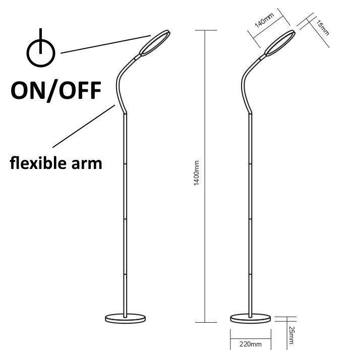 LED põrandalamp G.LUX GD-UNO-F black цена и информация | Põrandalambid | kaup24.ee