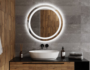 Esi- ja tagavalgustusega ümmargune LED-peegel Nemezis 80 cm цена и информация | Подвесные зеркала | kaup24.ee