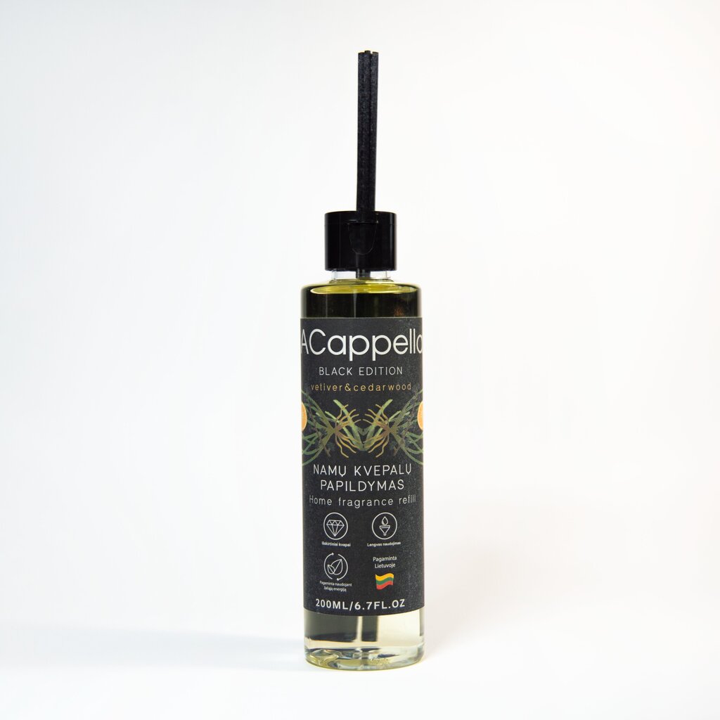 Kodulõhnastaja täidis ACappella Black Edition Vetiver & Cedarwood, 200ml цена и информация | Kodulõhnastajad | kaup24.ee