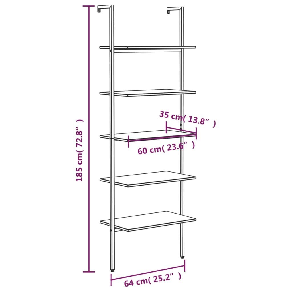 vidaXL redelriiul, must, 64 x 35 x 185 cm hind ja info | Riiulid | kaup24.ee