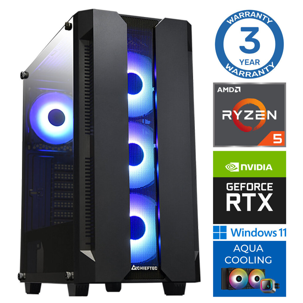 INTOP AQUA Ryzen 5 7600X 16GB DDR5 500SSD M.2 NVME+2TB RTX3060 12GB WIN11Pro hind ja info | Lauaarvutid | kaup24.ee