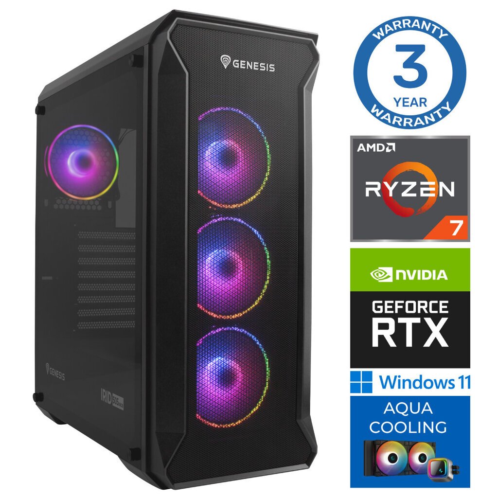 INTOP AQUA Ryzen 7 7700X 64GB DDR5 500SSD M.2 NVME+2TB RTX4070 12GB WIN11 цена и информация | Lauaarvutid | kaup24.ee