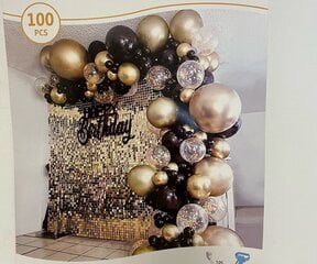 Гирлянда-арка из воздушных шаров, золотая и черная 100 шт. цена и информация | Шарики | kaup24.ee