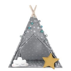 Палатка со звездными огнями Kids Tipi Tent, серая цена и информация | Детские игровые домики | kaup24.ee