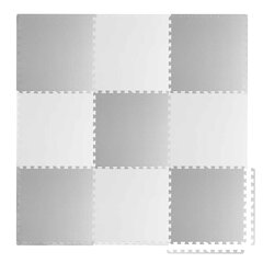 Пенопластовый коврик - пазл, 60 x 60 см, 9 деталей, белый и серый цена и информация | Развивающие коврики | kaup24.ee