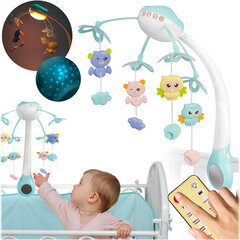 Karussell koos projektoriga lastevoodile, sinine цена и информация | Игрушки для малышей | kaup24.ee