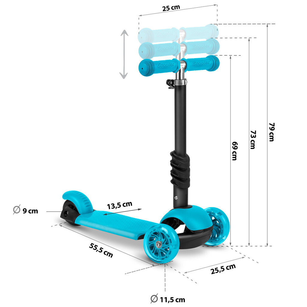 Ricokids Buggy kolmerattaline motoroller, türkiissinine hind ja info | Tõukerattad | kaup24.ee