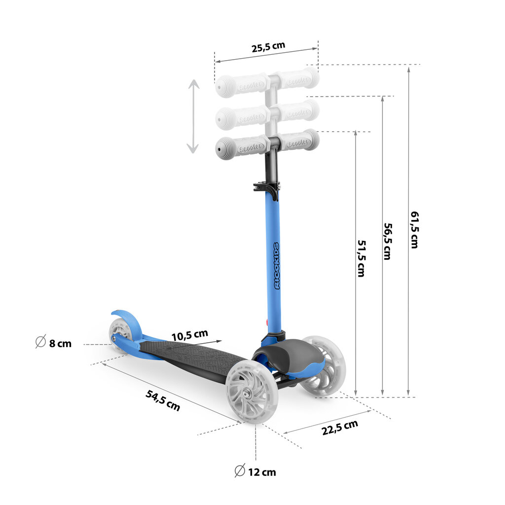 Ricokids Loco kolmerattaline roller, sinine цена и информация | Tõukerattad | kaup24.ee