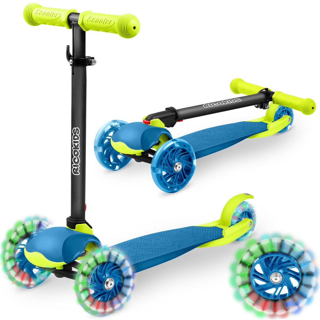 Ricokids Loco kolmerattaline roller, sinine ja roheline hind ja info | Tõukerattad | kaup24.ee